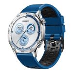Cinturino per orologio in silicone traspirante bicolore a tre file da 22 mm (blu reale e nero)
