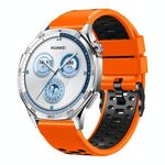 Cinturino per orologio in silicone traspirante bicolore a tre file da 22 mm (arancione e nero)