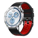 Cinturino per orologio in silicone traspirante bicolore a tre file da 22 mm (nero e rosso)