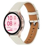 Cinturino per orologio in vera pelle con fibbia in acciaio argentato e pulsante da 22 mm (beige)