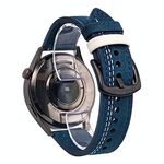 Cinturino per orologio in pelle con fibbia a tre stelle a sette linee da 20 mm (filo bianco blu scuro)