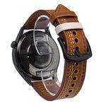 Cinturino per orologio in pelle con fibbia a tre stelle a sette linee da 20 mm (filo bianco giallo marrone Crazy Horse)