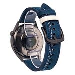 Cinturino per orologio in pelle con fibbia a tre stelle a sette linee da 22 mm (filo bianco blu scuro)