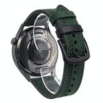 Cinturino per orologio in pelle con fibbia a tre stelle a sette linee da 22 mm (filo nero verde Crazy Horse)