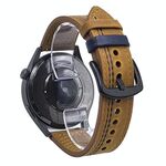 Cinturino per orologio in pelle con fibbia a tre stelle a sette linee da 22 mm (filo blu marrone chiaro Crazy Horse)