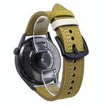 Cinturino per orologio in pelle con fibbia a tre stelle a sette linee da 22 mm (filo bianco giallo chiaro)