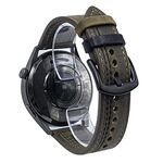 Cinturino per orologio in pelle con fibbia a tre stelle a sette linee da 22 mm (filo nero verde militare Crazy Horse)