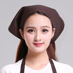 Cameriere Uomini e Donne Cucina Lavoro Turbante Cappello Triangolo Sciarpa Cappello Cuoco, Taglia: Regolabile (Fibbia Adesiva Marrone)