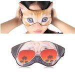 Maschera per occhi 3D Ombreggiatura Maschera per occhi stampata con animali dei cartoni animati che dorme (Cane con gli occhiali)