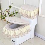 Sedile WC con cerniera in tessuto con rivestimento antipolvere universale 3 pezzi / set (beige)