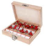 Set di frese per la lavorazione del legno Set di taglierina per macchina per incisione per fresatura del legno elettrica Testa della macchina per incisione, Stile: Manico 1/4 rosso 12PCS