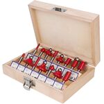 Set di frese per la lavorazione del legno Set di taglierine per macchine da taglio elettriche per fresatrici per legno, stile: manico 1/4 rosso 15 pezzi