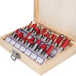 Set di frese per la lavorazione del legno Set di taglierine per macchine da taglio elettriche per fresatrici per legno, stile: rosso 1/2 maniglia 15 pezzi