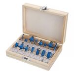 Set di frese per la lavorazione del legno Set di taglierine per macchine per incisione per fresatura del legno elettriche, Stile: Manico 1/4 blu 15 pezzi