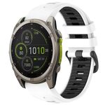 Cinturino in silicone con fibbia in acciaio a sgancio rapido bicolore per Garmin xDfind da 20 mm (bianco+nero)