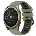 Cinturino in silicone con fibbia in acciaio a sgancio rapido bicolore per Garmin xDfind da 22 mm (verde militare + nero)