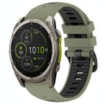 Cinturino in silicone con fibbia in acciaio a sgancio rapido bicolore per Garmin xDfind da 26 mm (verde militare + nero)