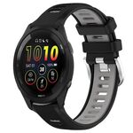 Cinturino in silicone con fibbia in acciaio bicolore per Garmin xDfind Sports da 26 mm (nero + grigio)