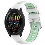 Cinturino in silicone con fibbia in acciaio bicolore per Garmin xDfind Sports da 22 mm (bianco+verde acqua)