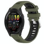 Cinturino in silicone con fibbia in acciaio bicolore per Garmin xDfind Sports da 20 mm (verde militare + nero)