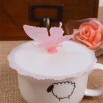 Copri tazza in pizzo trasparente con farfalla in silicone antipolvere creativo 2 pezzi (rosa)