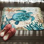 Tappetino assorbente in flanella per bagno, modello serie Marine, tappetino antiscivolo, dimensioni: 46x76cm (tartaruga)