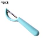 4 pezzi in acciaio inox manico rotondo pelapatate raschietto per canna da zucchero (blu)