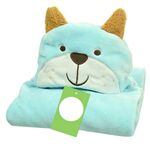 Asciugamano da bagno con cappuccio a forma di animale del bambino, dimensioni: 100 × 75 cm (orso blu dalle orecchie gialle)