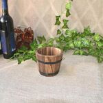 Balcone Verdure Succulente Vaso da fiori in legno carbonizzato Retro Secchio di legno piccolo Decorazione della casa, Taglia: S, Stile: Bocca piatta