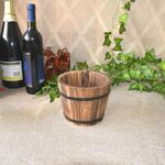 Balcone Verdure Succulente Vaso di fiori in legno carbonizzato Retro Secchio di legno piccolo Decorazione della casa, Taglia: M, Stile: Bocca piatta
