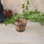Balcone Verdure Succulente Vaso da fiori in legno carbonizzato Retro Secchio di legno piccolo Decorazione della casa, Taglia: S, Stile: Bocca ondulata