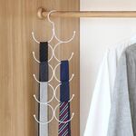 Appendiabiti per cravatte a forma di sciarpa da appendere con gancio multi-cerchio, dimensioni: 50,5x20,5 cm (bianco)