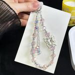 Bracciale con perline di cristallo e nappa a farfalla tridimensionale (rosa)