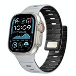Cinturino magnetico in silicone Norman per Apple Watch 46 mm / 49 mm / 45 mm / 44 mm (grigio chiaro e nero)