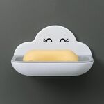 Cloud Soap Box Toilette Creativo Bagno a Parete WC Punch Gratuito Scarico a Doppio Strato (Bianco)