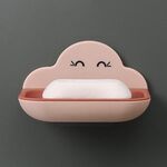 Toilette con scatola per sapone a forma di nuvola, toilette creativa a parete per bagno, WC gratuito, scolapiatti a doppio strato (rosa)