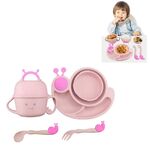 Creativo anti-scottatura stoviglie per bambini Scomparto per lumache per bambini Ciotola per tazza (rosa)