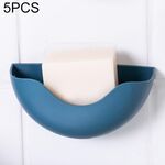 Scatola portasapone da parete per bagno in plastica da 5 pezzi (blu scuro)