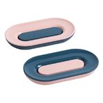 2 pz / set portasapone a doppio strato per uso domestico portasapone da bagno creativo portasapone portatile (rosso blu)