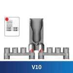 Supporto da parete per aspirapolvere Dyson V10, può contenere fino a 10 accessori.