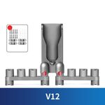 Supporto da parete per aspirapolvere Dyson V12, può contenere fino a 10 accessori.