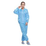 Risvolto con spacco antistatico Abbigliamento senza polvere Abbigliamento protettivo per alimenti a strisce, taglia: L (blu)