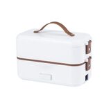 Forno a microonde multifunzionale con scatola per il pranzo elettrica da cucina elettrica plug-in, colore: bianco a doppio strato (spina europea)