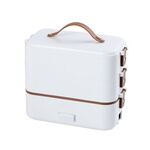 Forno a microonde multifunzionale con scatola per il pranzo elettrica da cucina elettrica plug-in, colore: tre strati di bianco (spina europea)