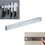 Portacoltelli in acciaio inossidabile Portacoltelli da cucina Supporto magnetico per coltelli di aspirazione, Lunghezza: 30 cm, Stile: Colla per unghie gratuita (Argento)