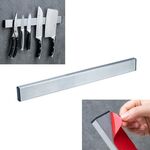 Portacoltelli in acciaio inox, portacoltelli da cucina con ventosa magnetica, lunghezza: 40 cm, stile: gomma rossa (argento)