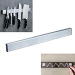 Portacoltelli in acciaio inossidabile Portacoltelli da cucina Supporto magnetico per coltelli di aspirazione, lunghezza: 50 cm, stile: colla per unghie gratuita (argento)