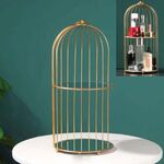 Scaffale portaoggetti per cosmetici Gabbia per uccelli Scaffale da tavolo per cassettiera per la cura della pelle, dimensioni: grande, colore: oro