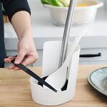 Portapentole da cucina, tipo seduta, porta cucchiaio da zuppa multifunzionale (bianco)