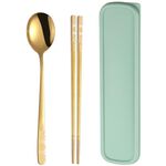Set di stoviglie portatile da ufficio per studenti in acciaio inossidabile, specifica: 2 pezzi / set, colore: oro